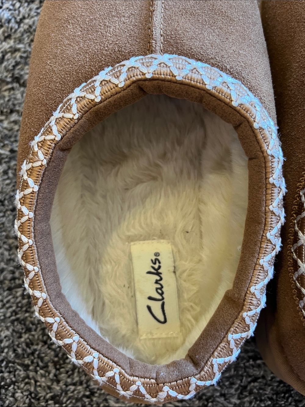 Clarks Chestnut Suede Slip-On Mules - Picture 3 of 9
